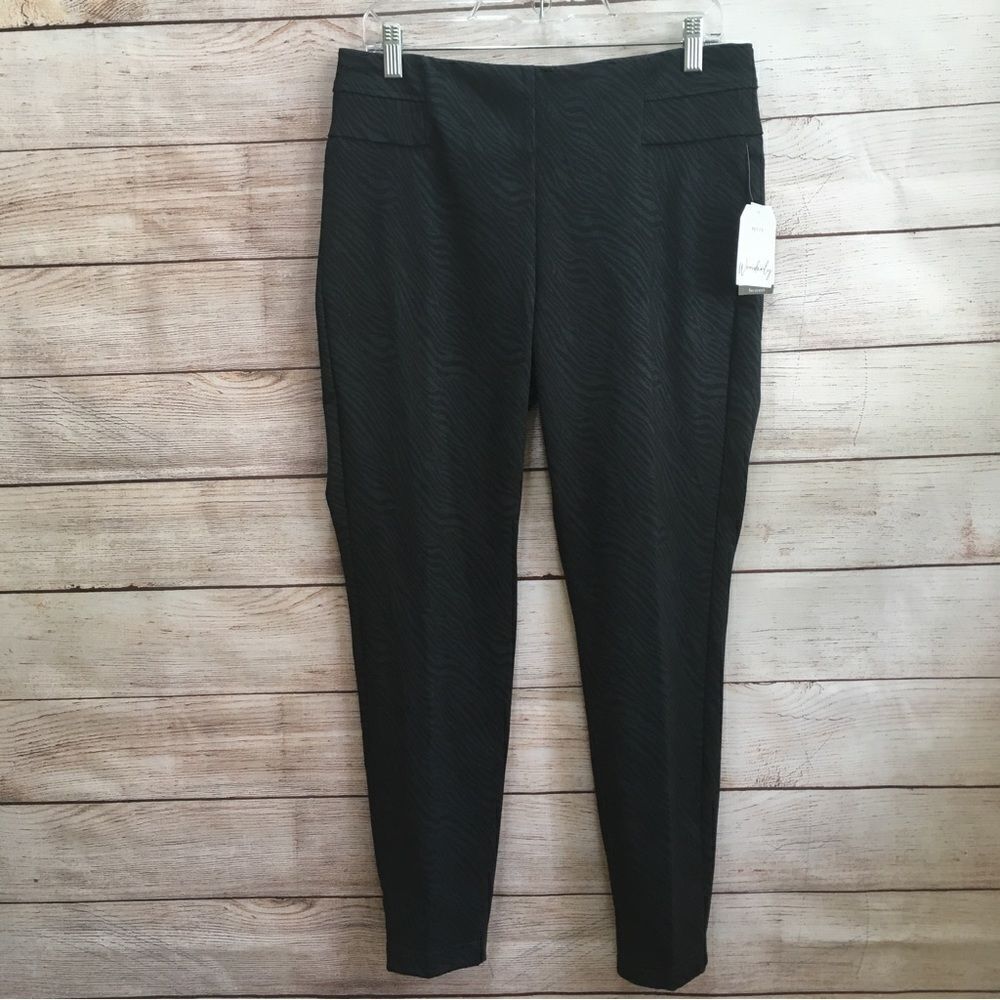 NEW WITH TAGS WONDERLY FLEX STRETCH PANTS IN GREEN AND BLACK ZEBRA STRIPE